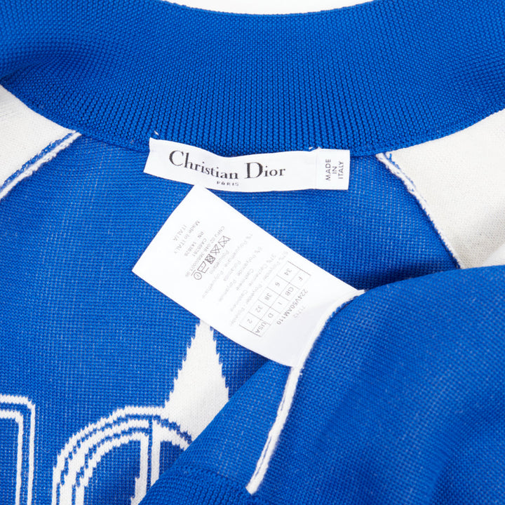 DIOR 2022 Vibe white electric blue big logo star back crop track jacket FR34 XS