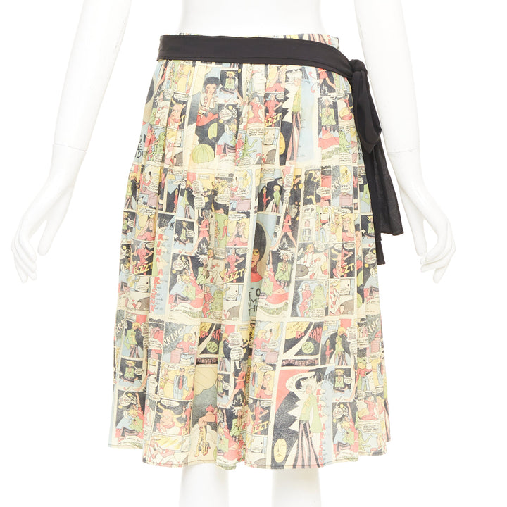 PRADA 2018 Runway manga anime comic strip graphic black tie silk skirt IT40 S