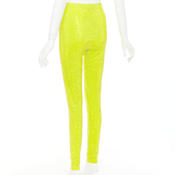 ALEXANDRE VAUTHIER AW2023 neon yellow strass crystal embellished legging pants