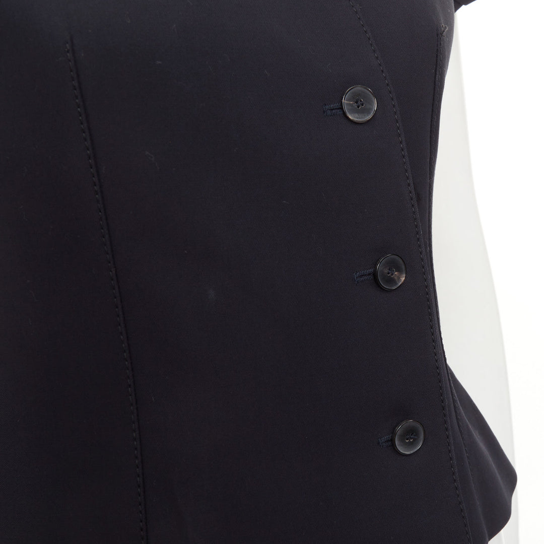 CHRISTIAN DIOR 2019 black cotton asymmetric portrait collar bar jacket FR36 S