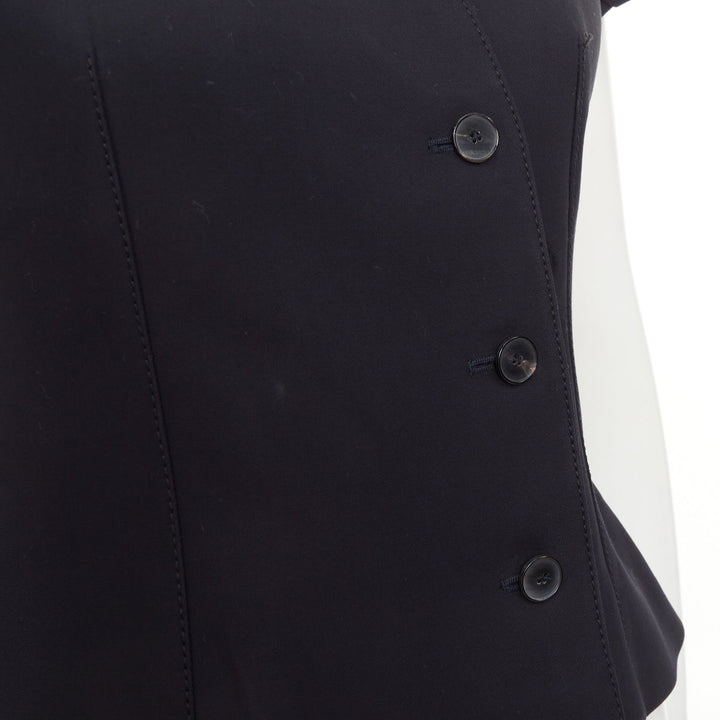 CHRISTIAN DIOR 2019 black cotton asymmetric portrait collar bar jacket FR36 S