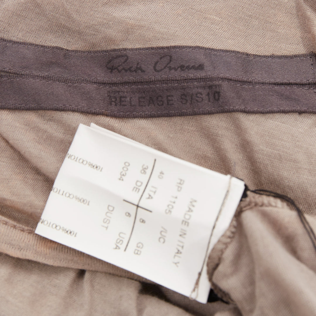 RICK OWENS 2010 Release Tornado grey cotton twisted cowl drape tank top IT40 S