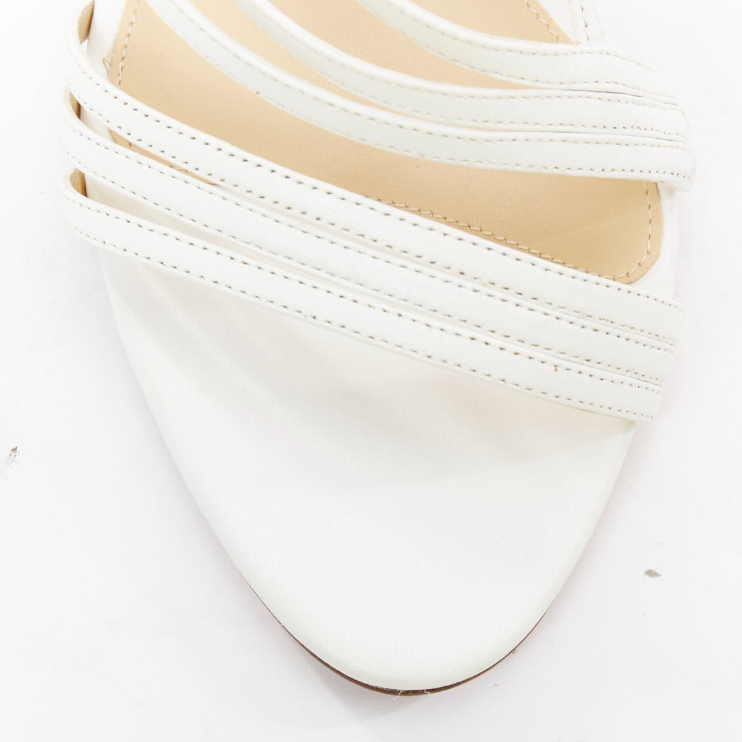 ALEXANDRE BIRMAN white leather caged strappy high heeled sandals EU39.5