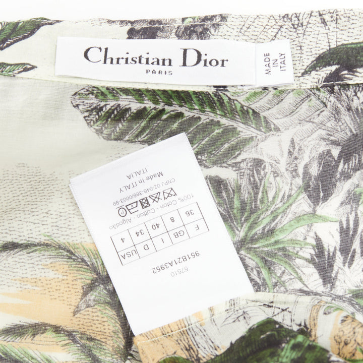 DIOR Dioriviera  Toile de Jouy Palms forest animal print cotton shirt FR36 S