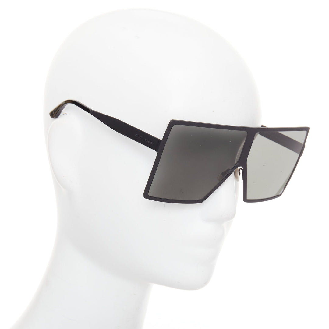 SAINT LAURENT SL182 Betty black matte surface rectangular shield sunglasses