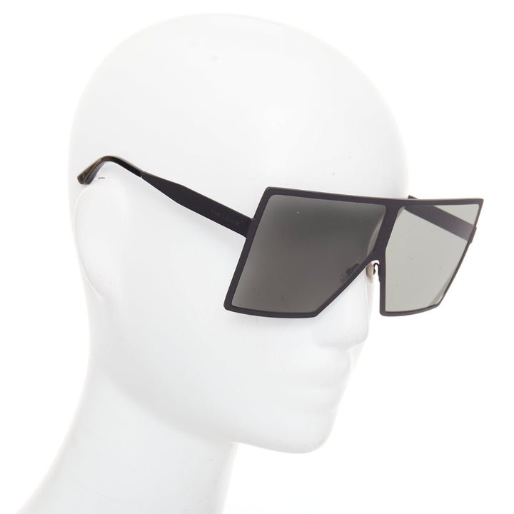 SAINT LAURENT SL182 Betty black matte surface rectangular shield sunglasses