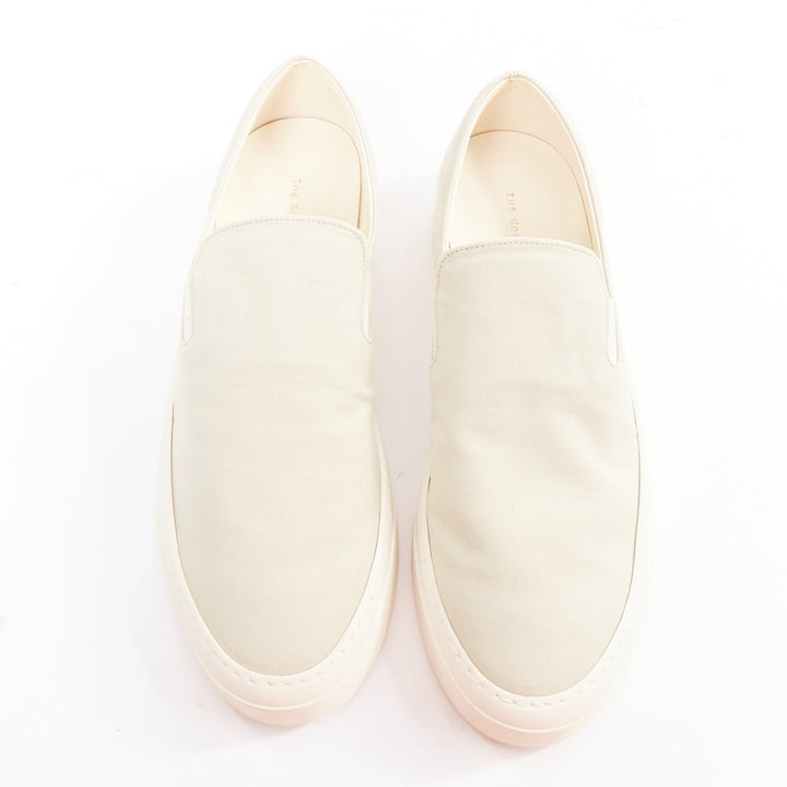THE ROW Marie H light grey canvas classic platform skate sneaker slip on EU38