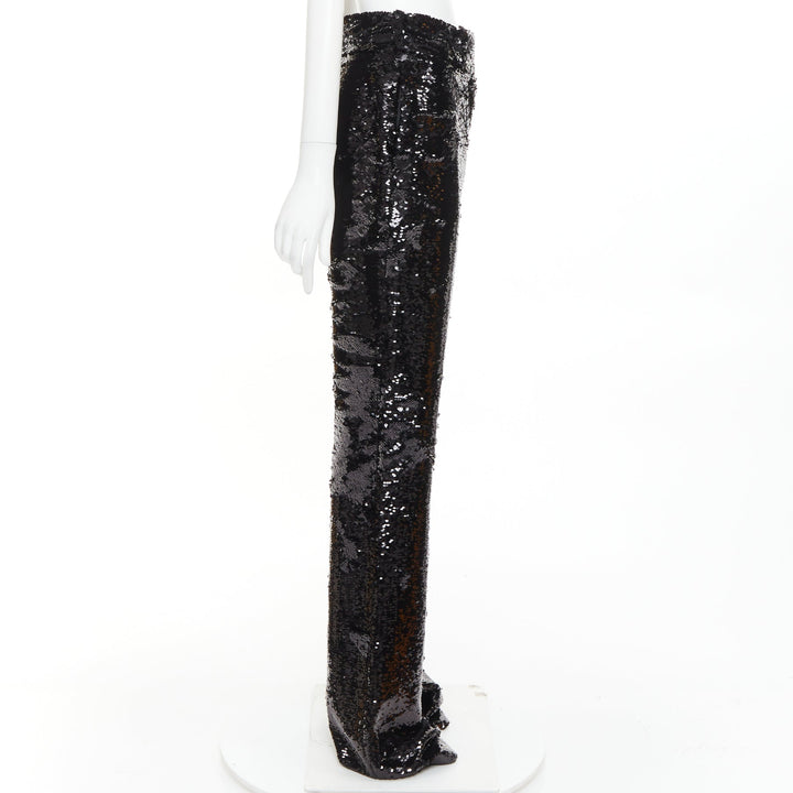 ALEXANDRE VAUTHIER COUTURE AW2019 Runway black paillette sequin wide leg pants