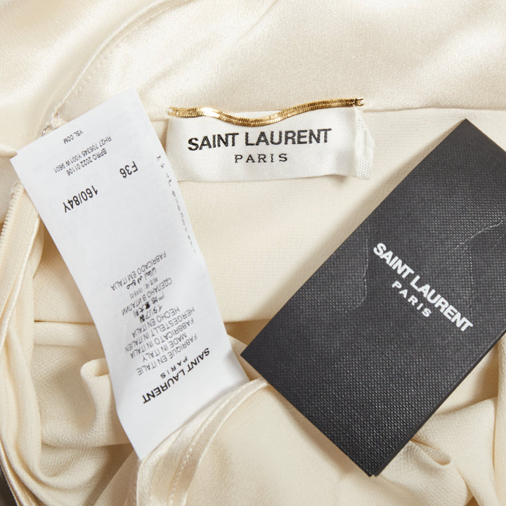 SAINT LAURENT 2022 Runway Bridal ivory satin draped empire column gown FR36 S