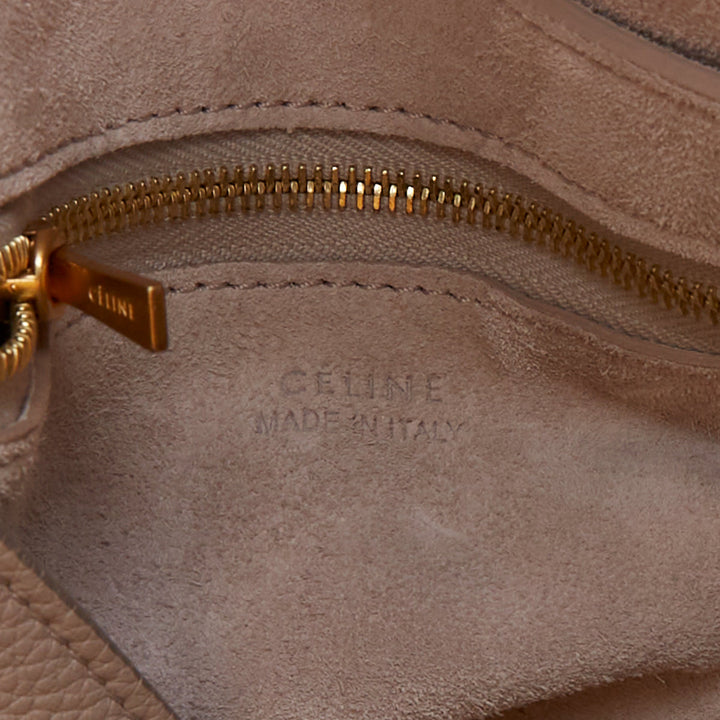 OLD CELINE Seau Sangle off white grey calfskin wool canvas strap bucket bag