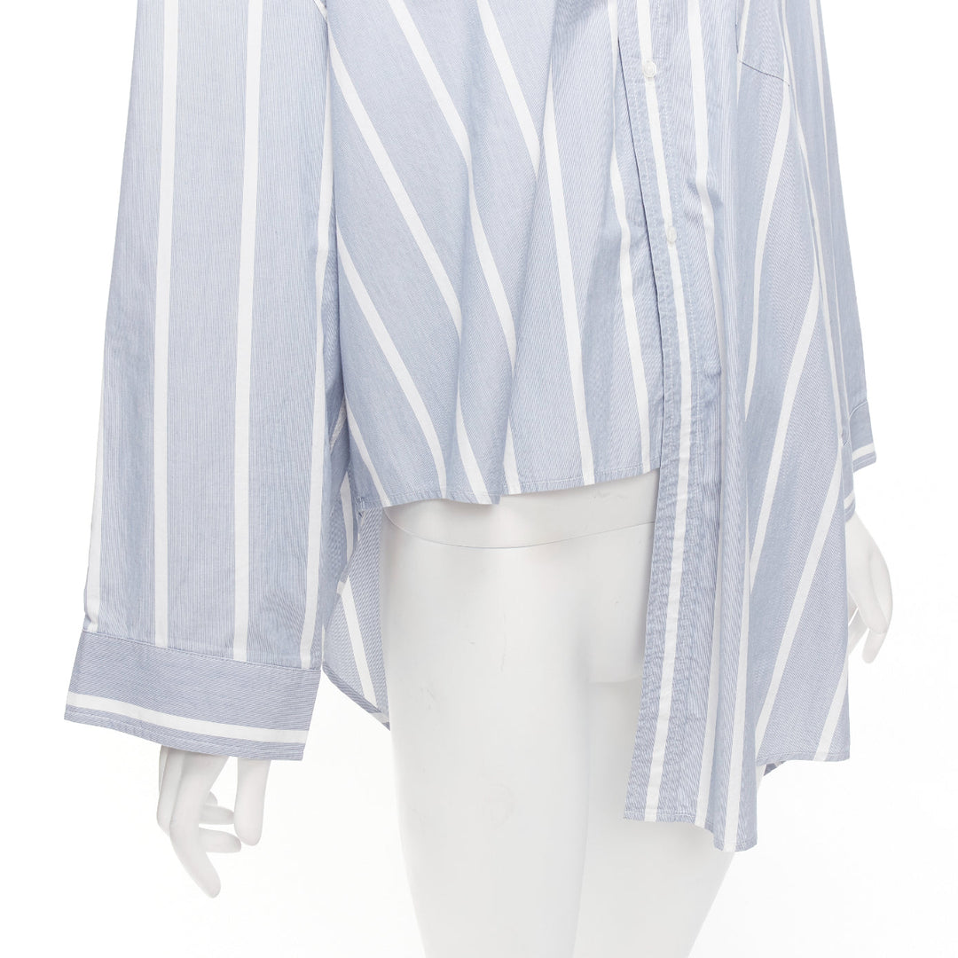 VETEMENTS 2017 blue white cotton striped asymmetric hem oversized shirt XS