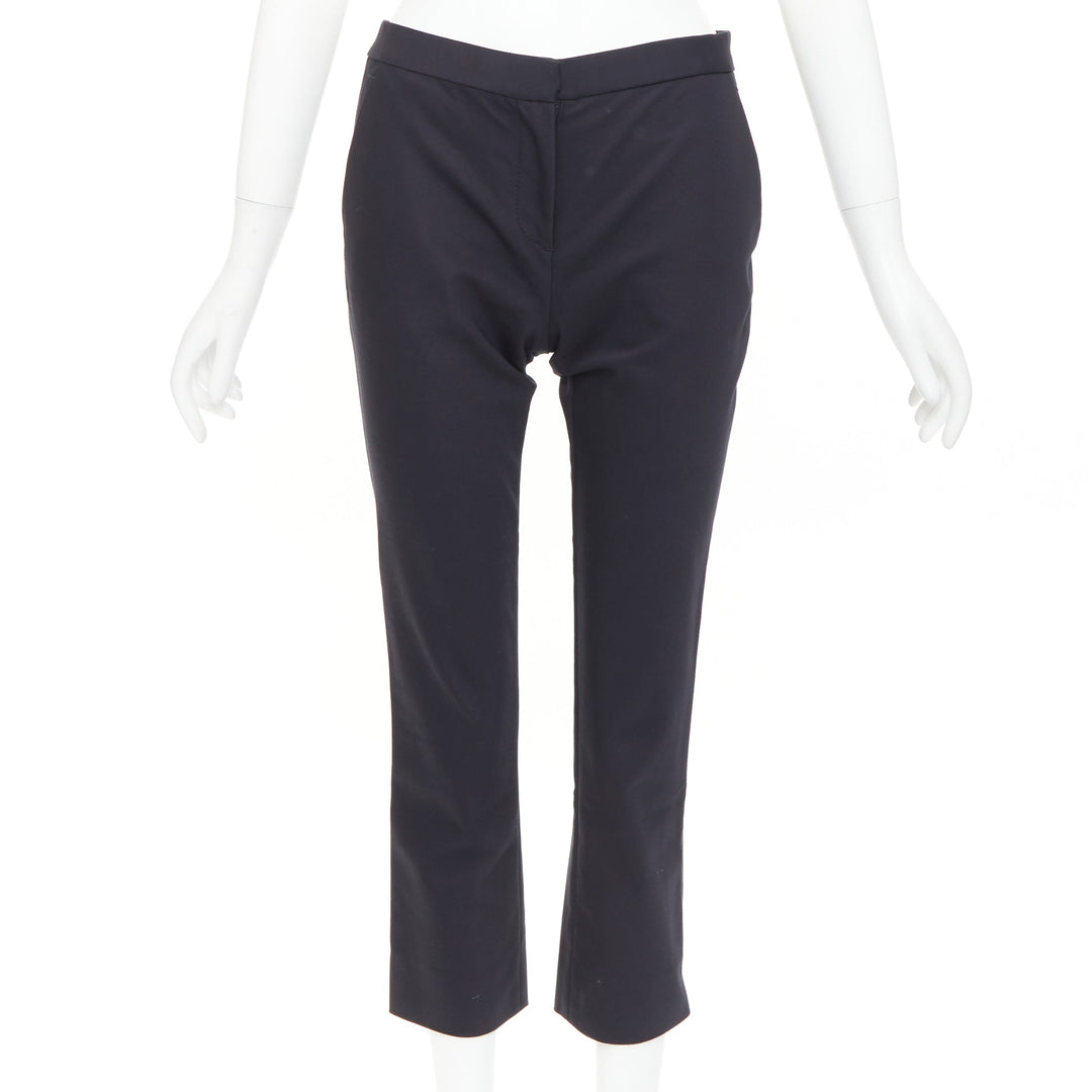 THE ROW black cotton blend mid waist panelled back cropped capri pants US0 XS