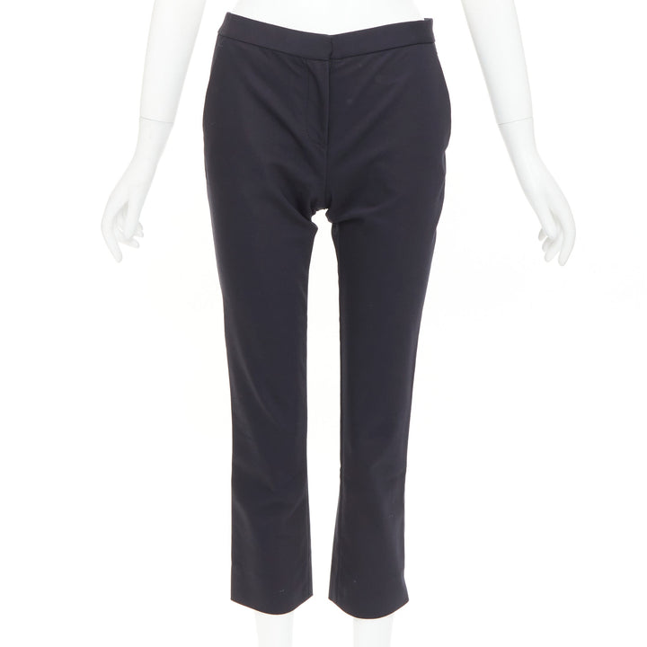 THE ROW black cotton blend mid waist panelled back cropped capri pants US0 XS