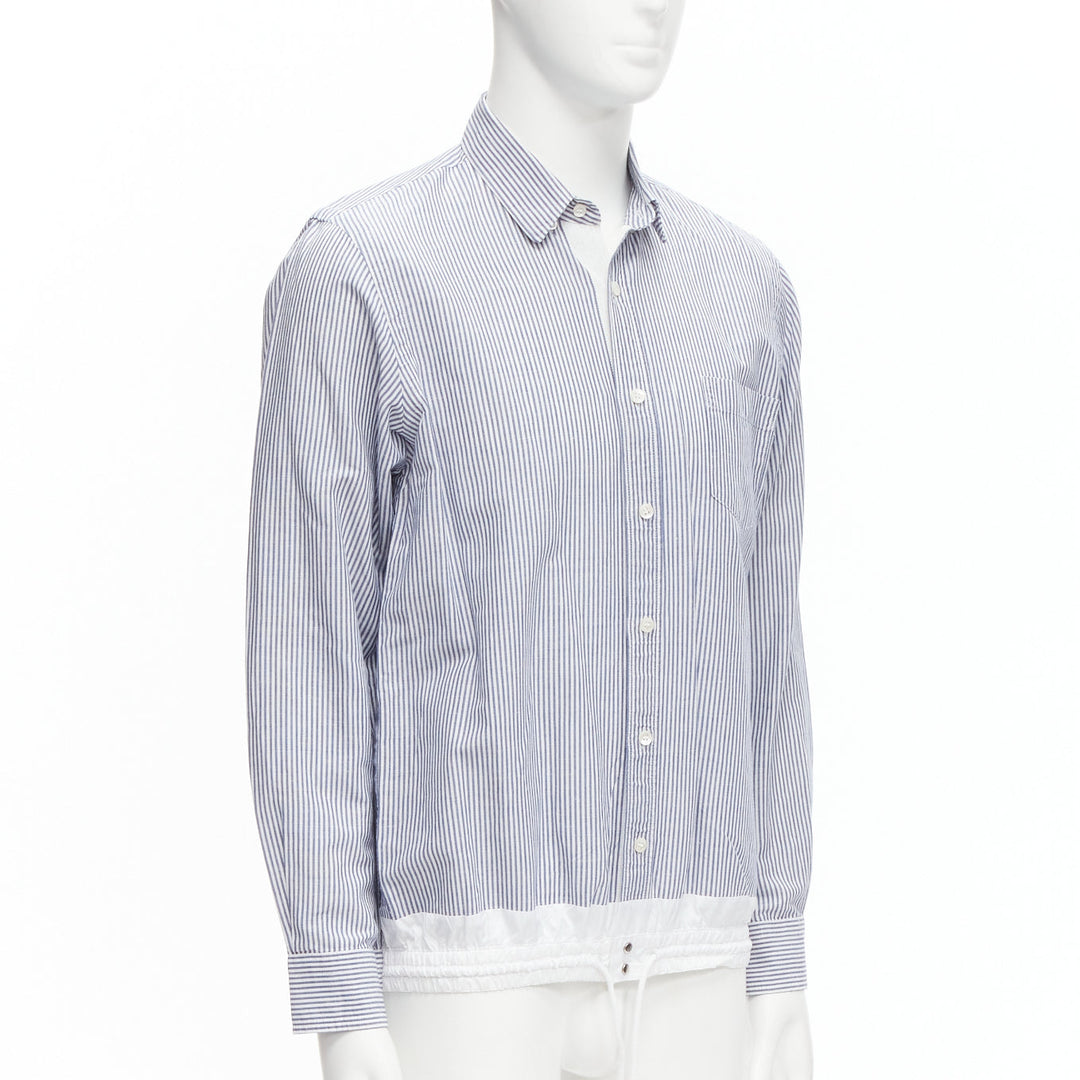 SACAI blue white striped cotton linen nylon drawstring shirt JP2 M