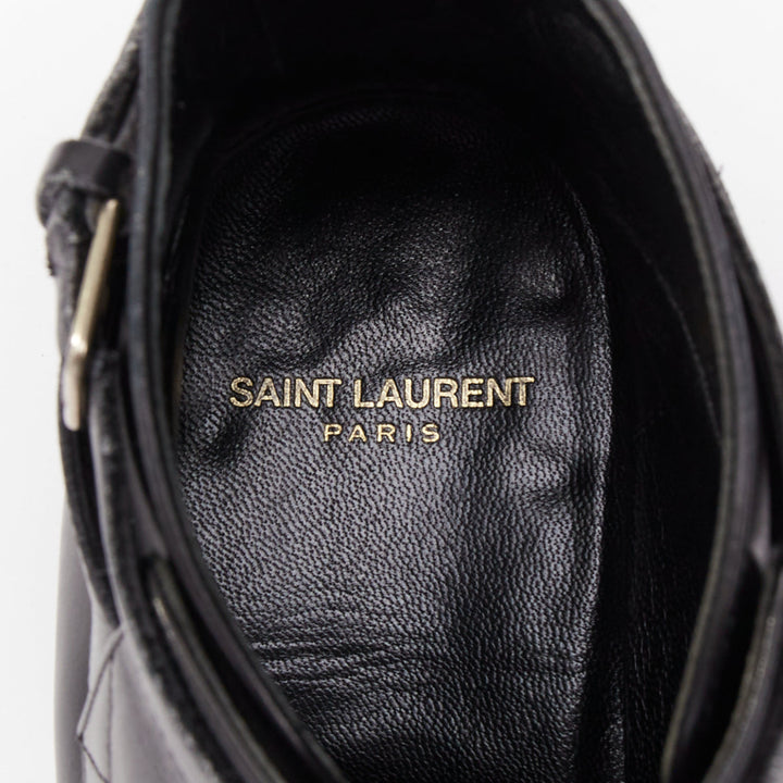 SAINT LAURENT Cropped Jodhpur 20 black leather silver buckl ankle boots EU41