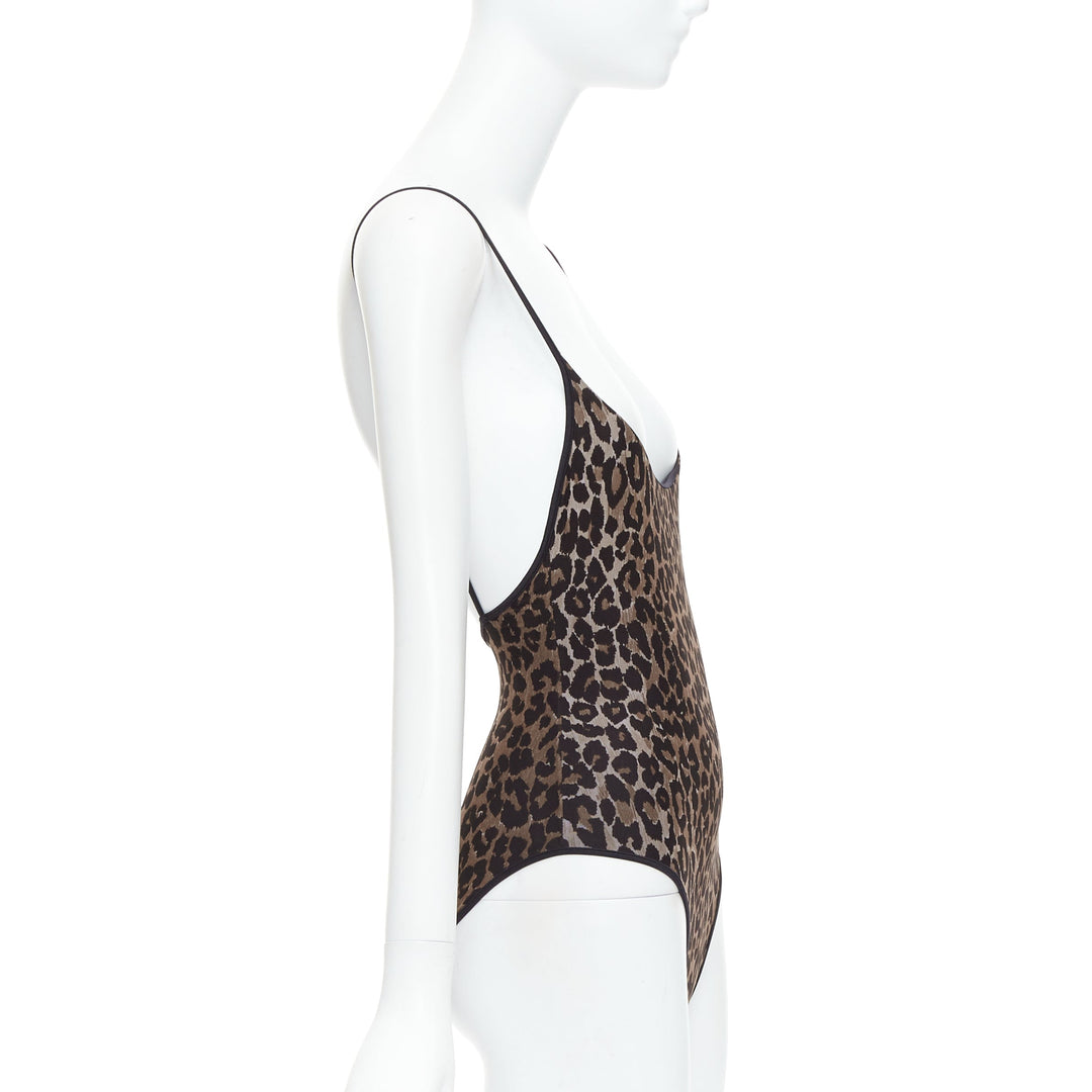 DOLCE GABBANA Mare Vintage brown leopard print scoop one piece swimsuit