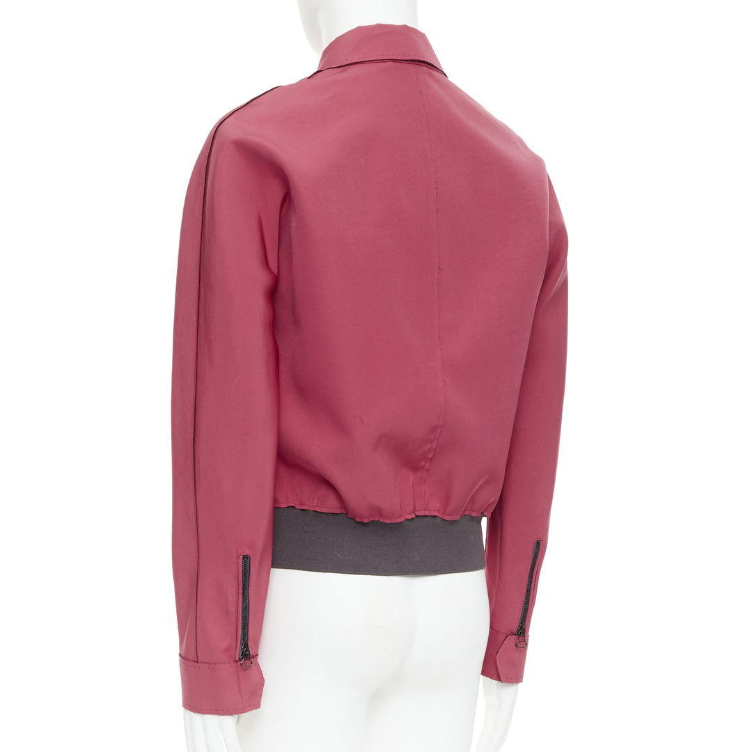 LANVIN red triacetate flap pocketed biker style bomber jacket FR46 S