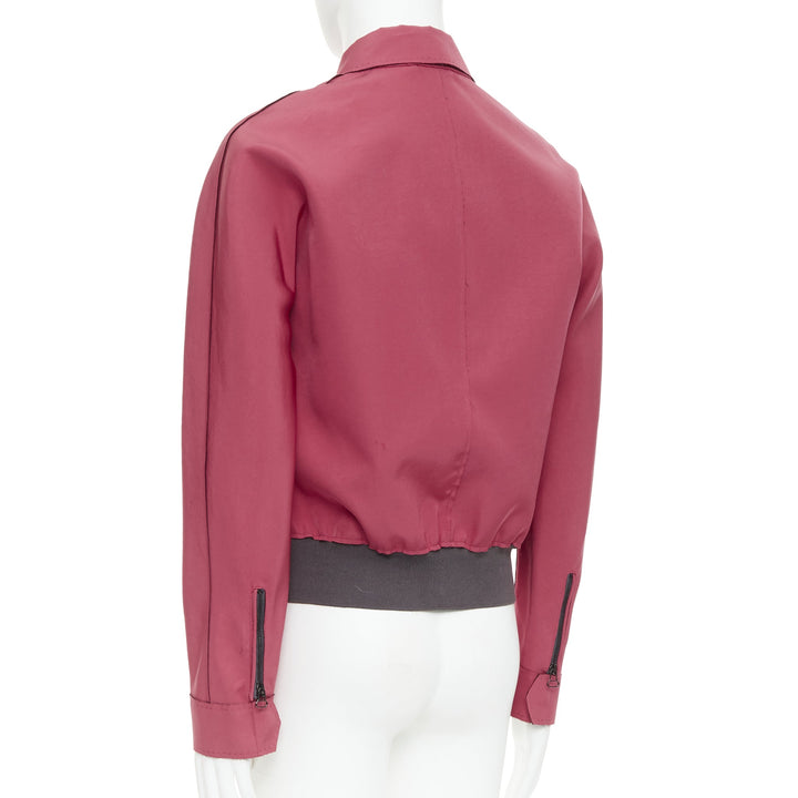 LANVIN red triacetate flap pocketed biker style bomber jacket FR46 S