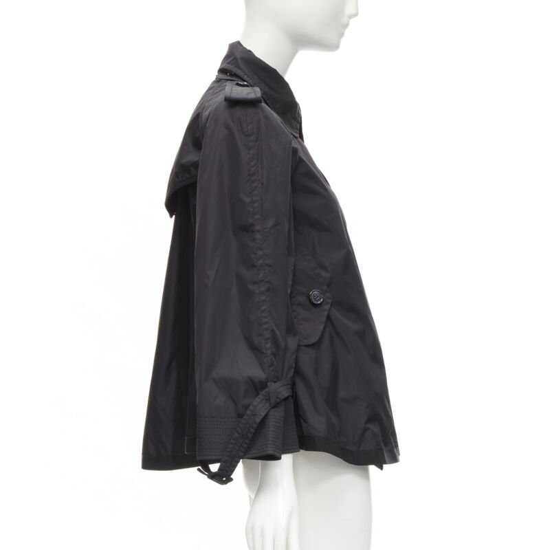 MONCLER Yukiko Giubbotto black snap buttons collared windbreaker poncho Sz.0 XS