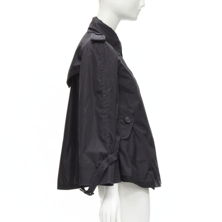 MONCLER Yukiko Giubbotto black snap buttons collared windbreaker poncho Sz.0 XS