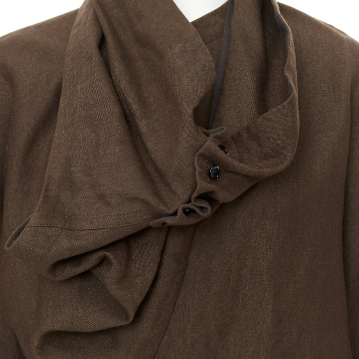 LEMAIRE draped wrapped cropped linen wool casual minimalist jacket FR44 XS