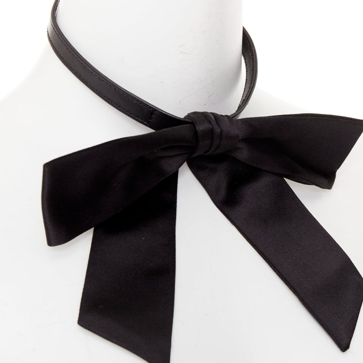 SAINT LAURENT 2013 Runway Lavalliere Bow Choker black silk satin necklace