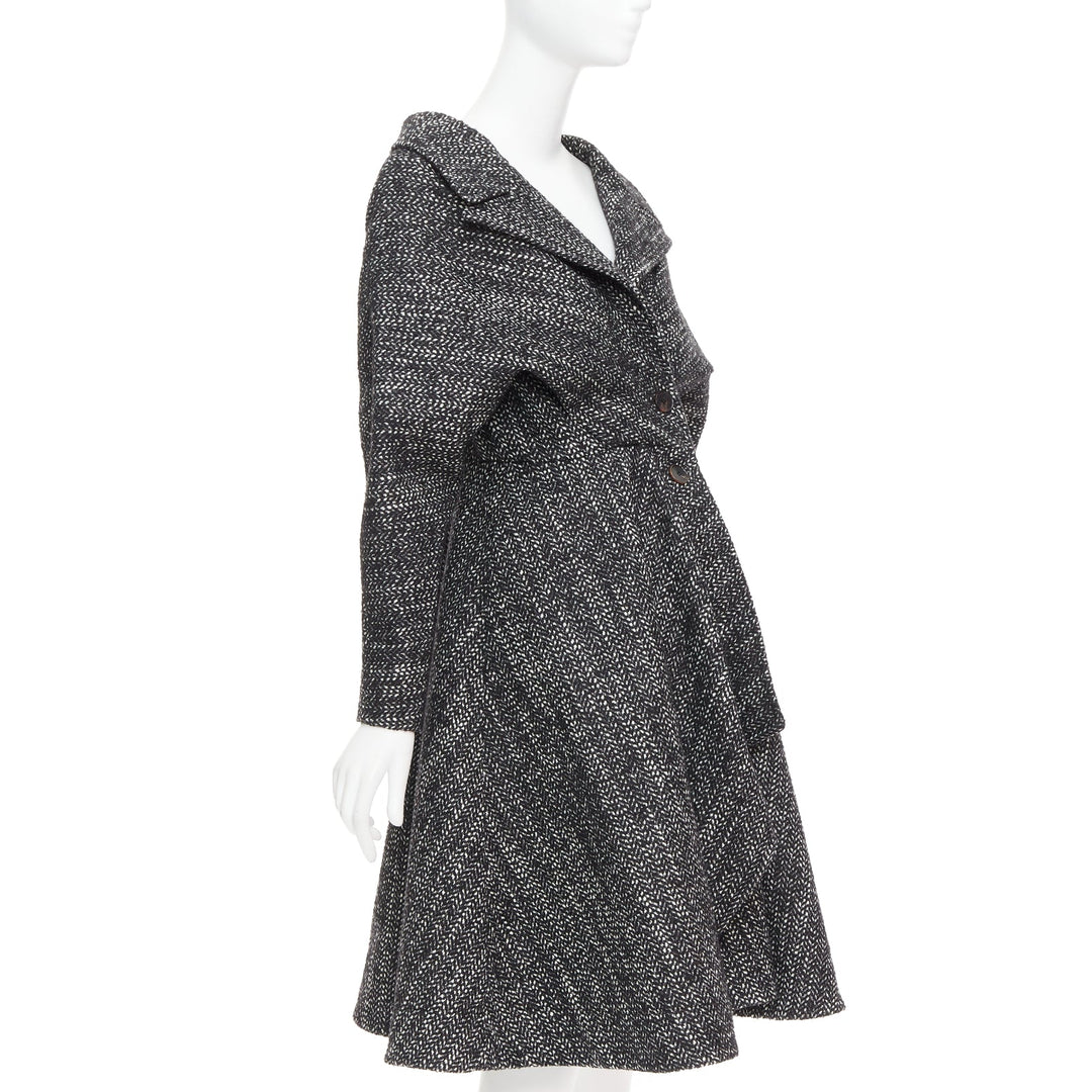 ALEXANDRE BLANC grey virgin wool blend tweed dolman swing coat FR34 XS