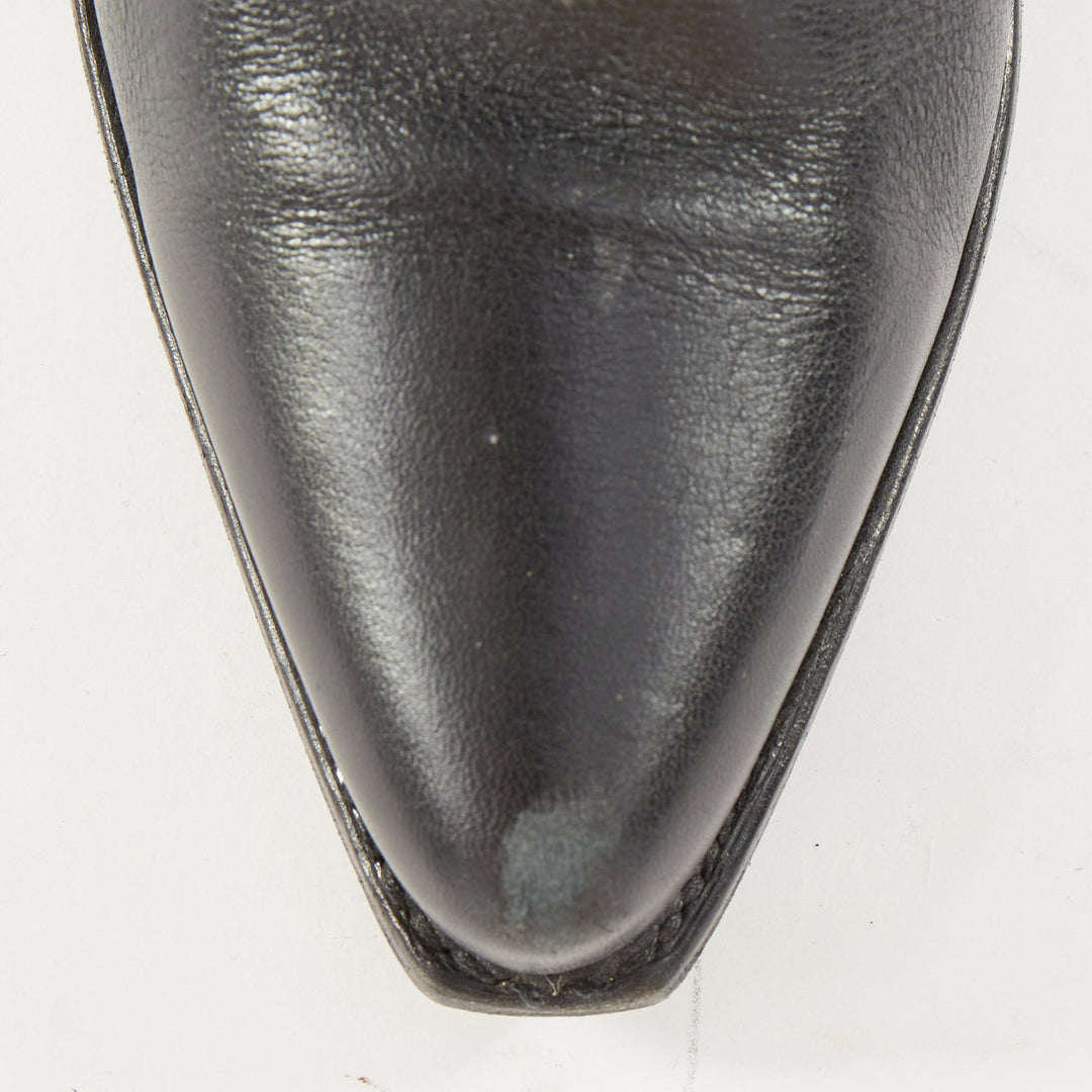 CELINE Phoebe Philo Berlin black leather triple buckle front zip biker boot EU36