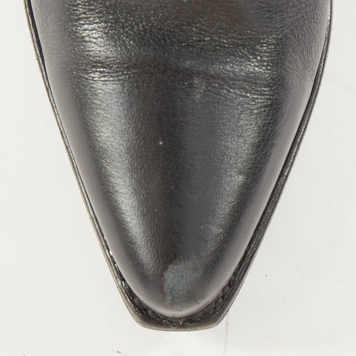 CELINE Phoebe Philo Berlin black leather triple buckle front zip biker boot EU36