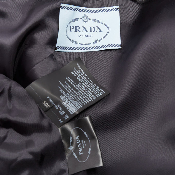 PRADA 2017 black virgin wool off shoulder minimalist coat dress IT40 S
