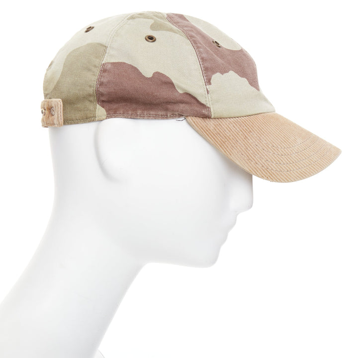 A.P.C. khaki camel camouflage corduroy beak baseball cap hat S