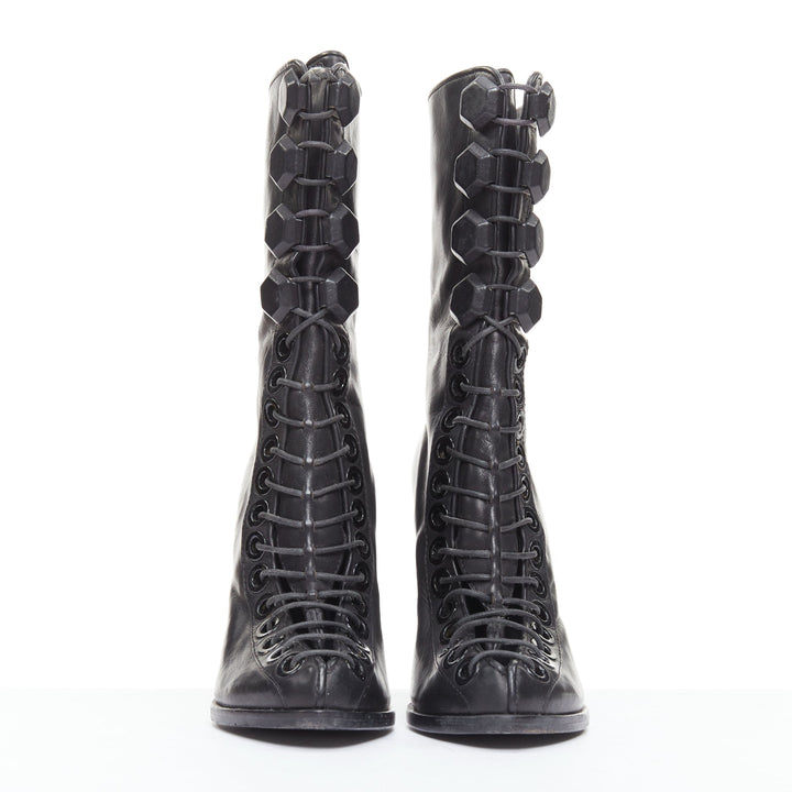 GIVENCHY Runway black corset laced up gladiator ankle boots EU40
