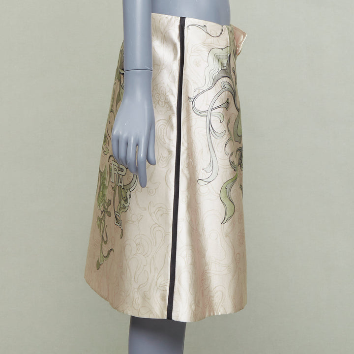 PRADA 2018 Runway James Jean Fairy print rubber tab wrap skirt IT42 M