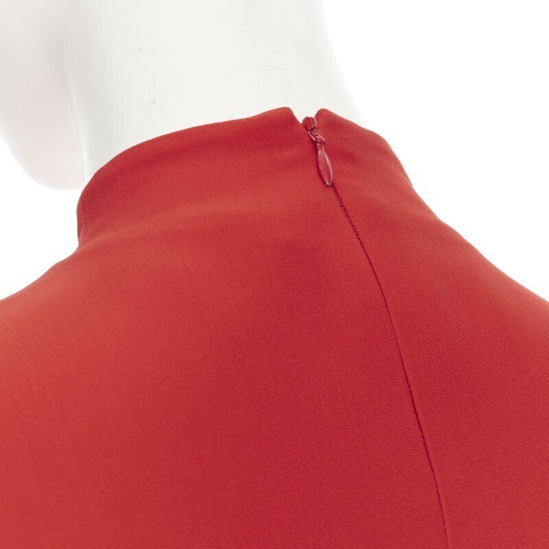 RALPH LAUREN red viscose crepe silk lined mock neck 3/4 sleeve top US0 XS
