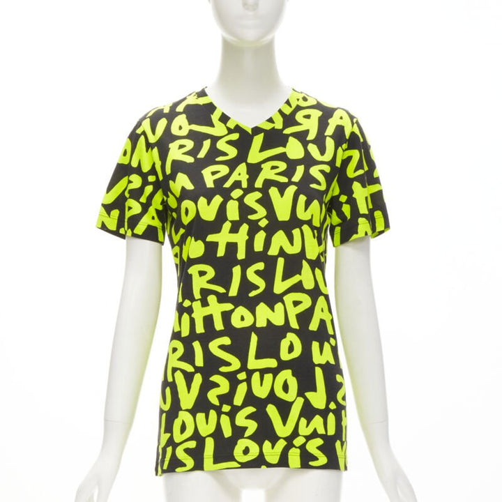 LOUIS VUITTON Stephen Sprouse Iconic Graffiti black neon yellow tshirt