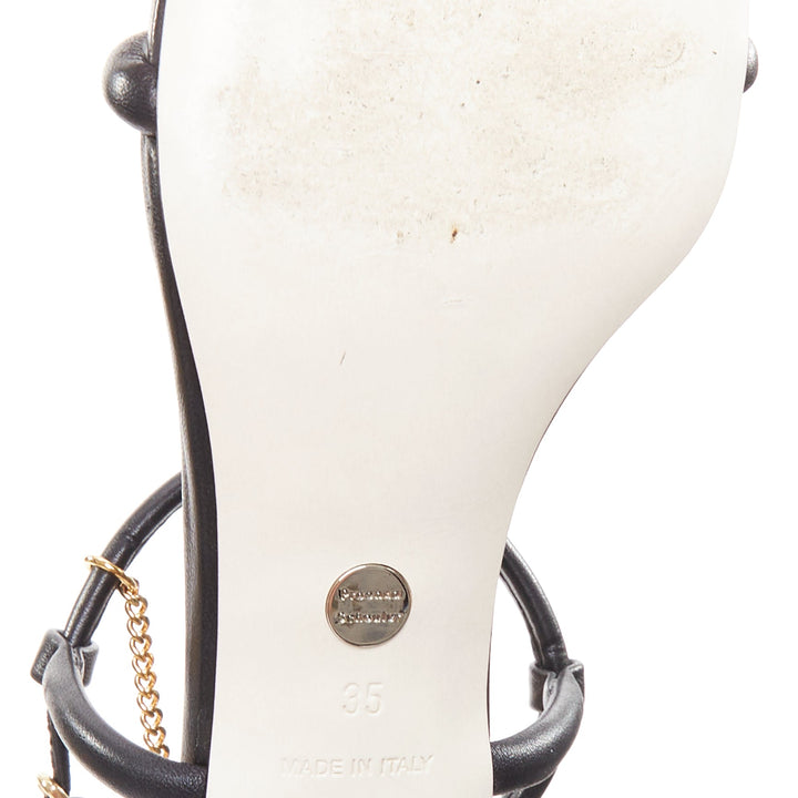 PROENZA SCHOULER Sofia black leather gold chain link padded sandals EU35