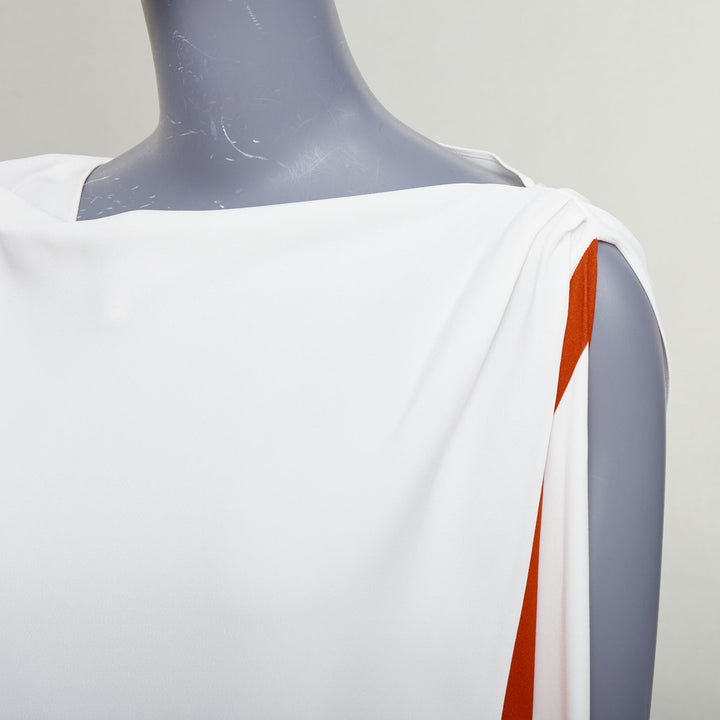 FERRAGAMO Maximilian Davis 2023 Runway red animalier print crepe draped dress S