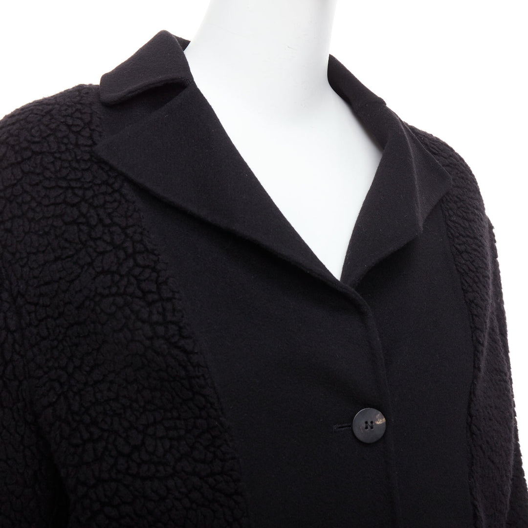 DIOR 100% cashmere black teddy textured pocketed coat FR34 XS