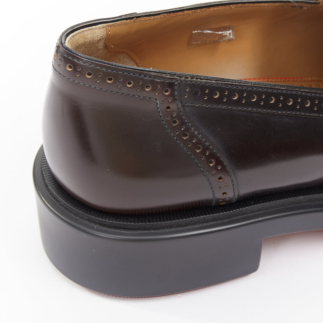 CHRISTIAN LOUBOUTIN Daniloumoc Urban burgundy black leather tassel loafer EU43