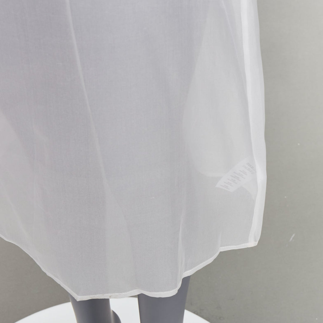 DRIES VAN NOTEN white 100% silk sheer high waisted knee skirt FR34 XS