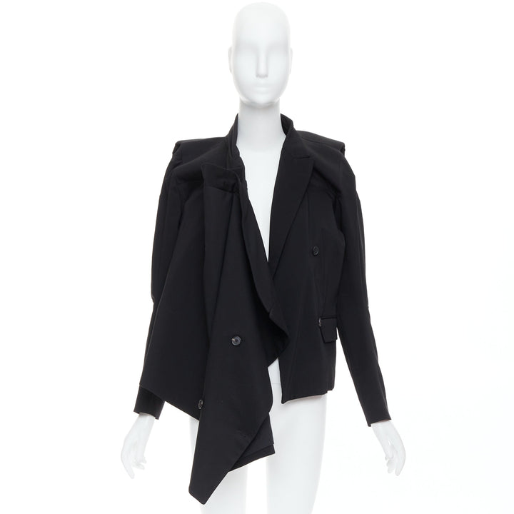 MAISON MARTIN MARGIELA 2001 Runway black deconstructed draped coat FR38 M