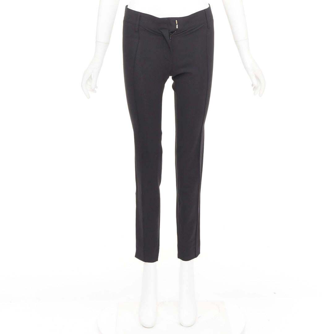BALENCIAGA 2005 pleated front big belt loops tapered dress pants trousers FR36 S