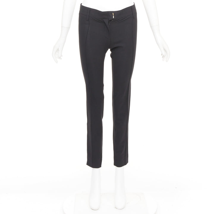 BALENCIAGA 2005 pleated front big belt loops tapered dress pants trousers FR36 S
