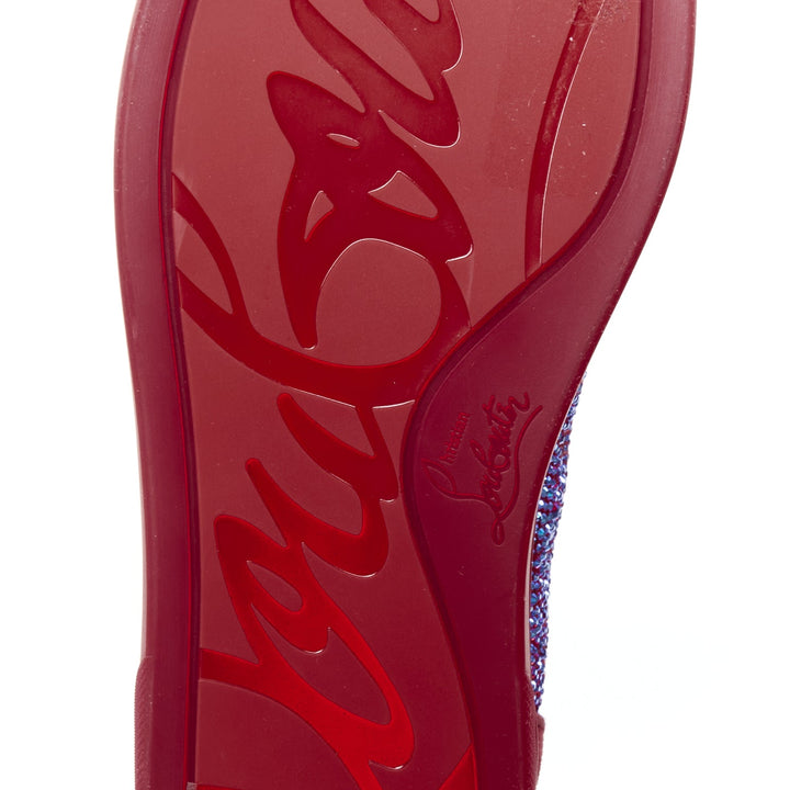 rare CHRISTIAN LOUBOUTIN Louis Orlato Strass red suede crystal hi sneaker EU42.5