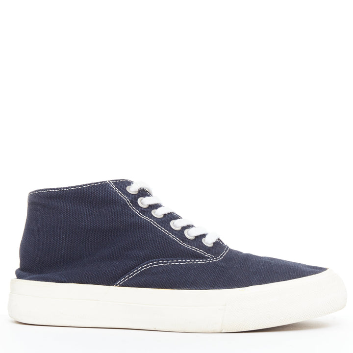COMME DES GARCONS Homme navy canvas mid top skate sneakers EU39