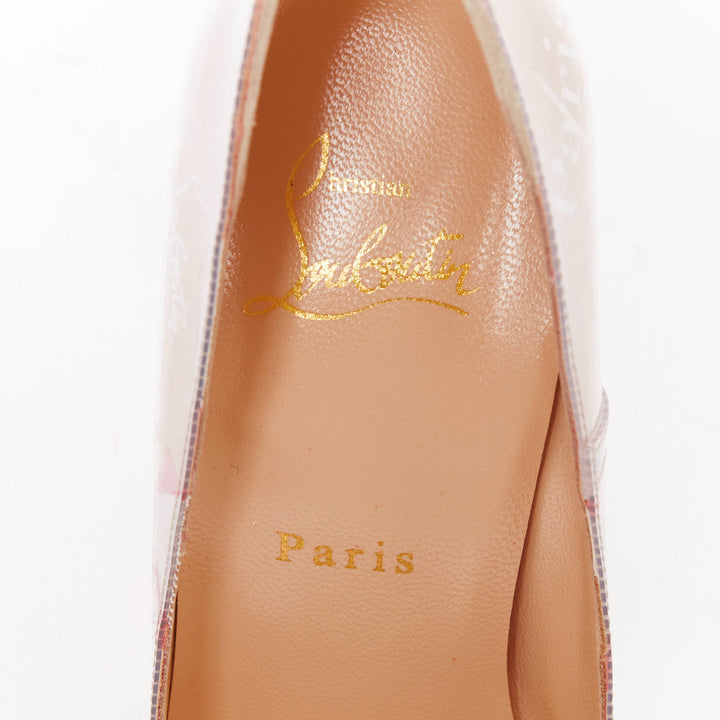 CHRISTIAN LOUBOUTIN So Kate 120 Loubi Kraft laminated paper PVC pumps EU38