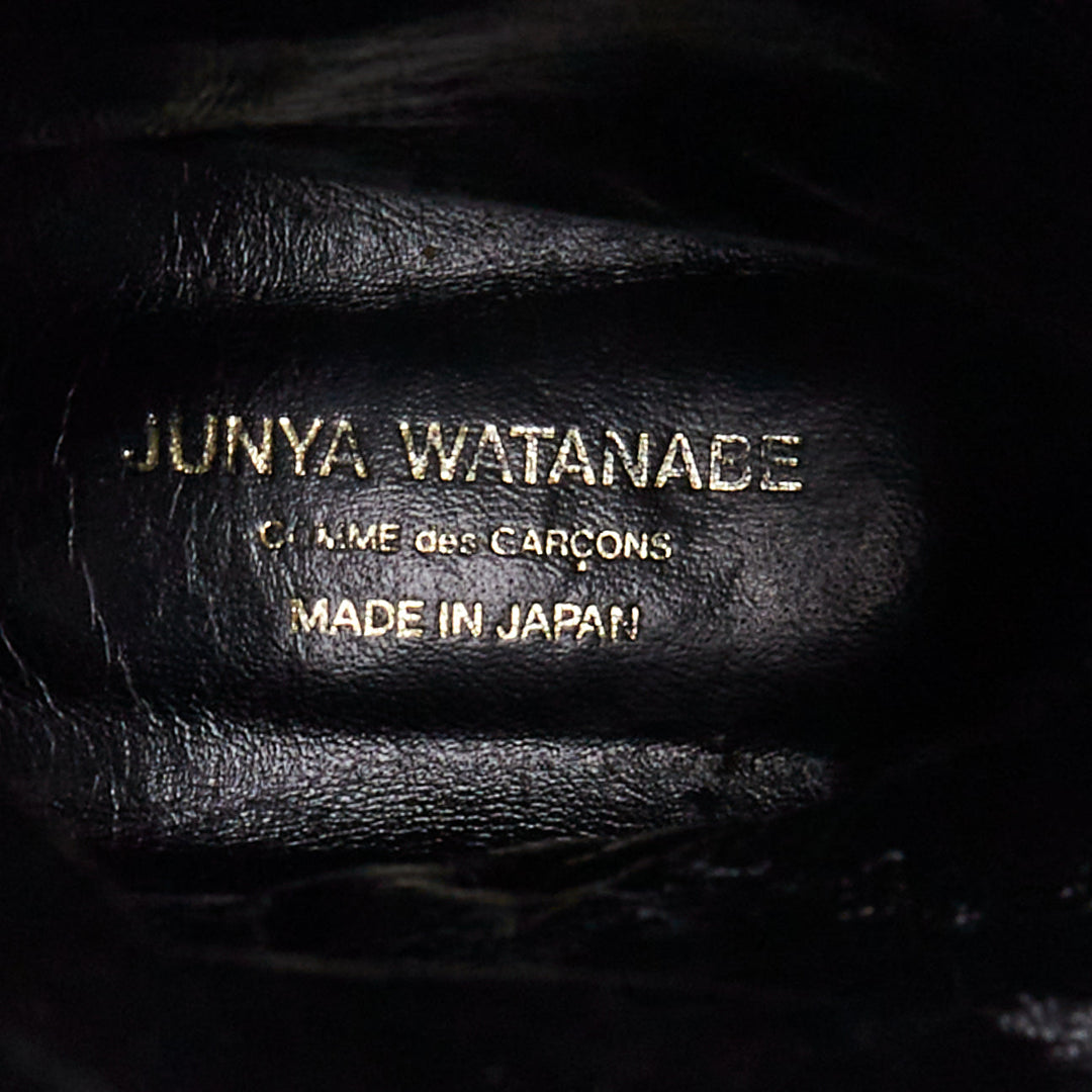 JUNYA WATANABE 2017 black calf hair panelled round toe combat boots S EU37
