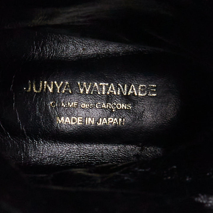 JUNYA WATANABE 2017 black calf hair panelled round toe combat boots S EU37