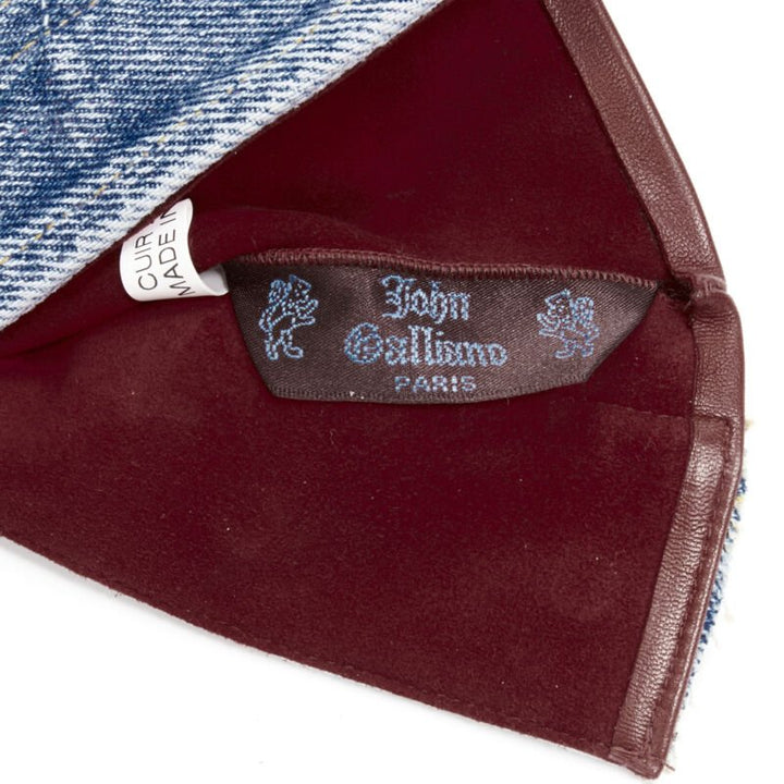 JOHN GALLIANO Vintage red calfskin leather denim fingerless floves