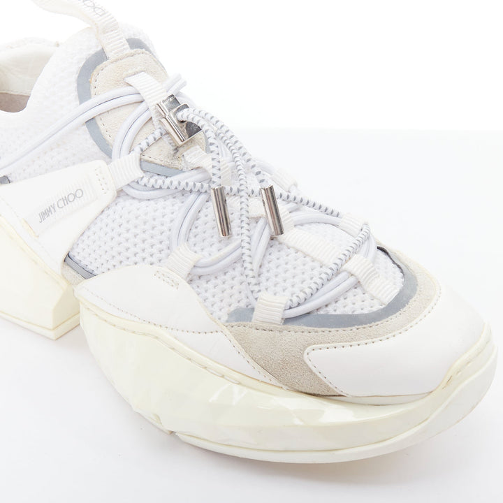 JIMMY CHOO Diamond Trail white faceted chunky sole sneakers EU36